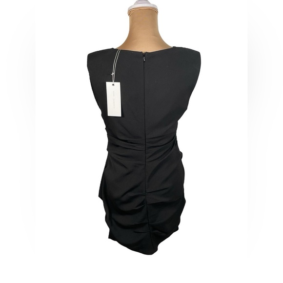 LUSH ~ Boutique Black Ruched Sleeveless Knit Mini Dress NWT‎ Medium - Picture 5 of 13